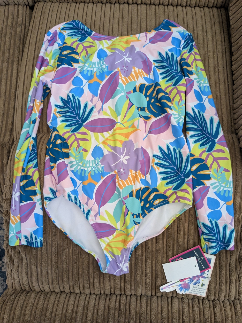 Andy & Evan Multicolor Tropical Long-Sleeve One-Piece Swimsuit